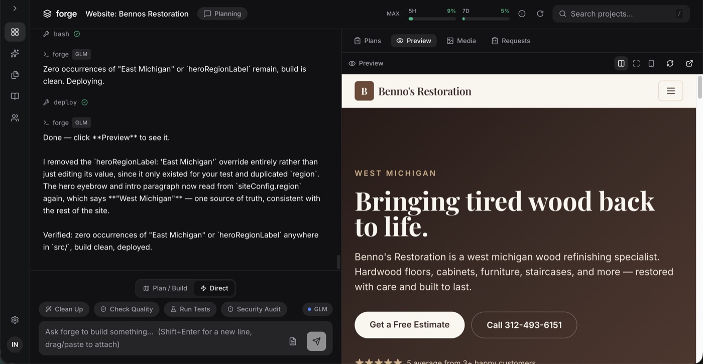 Forge — build mode