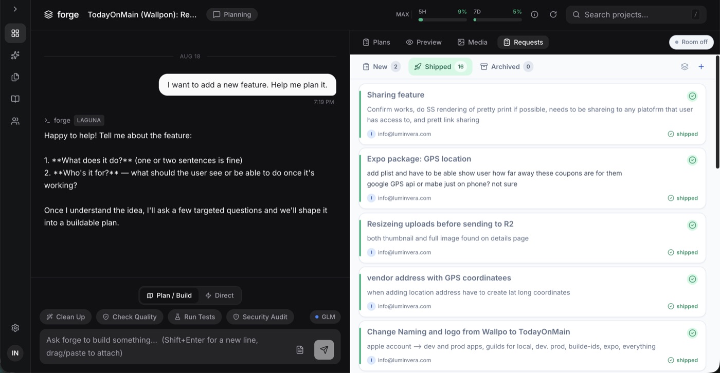 Forge — project view